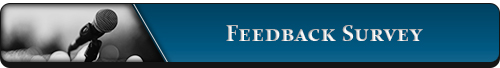 graphic with a photo of a microphone, says Feedback Survey