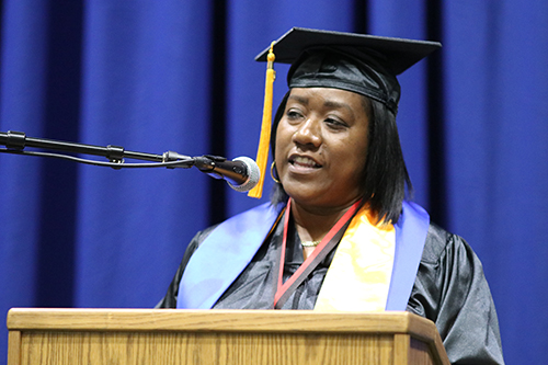 photo of SGA President Felicia King at graduation