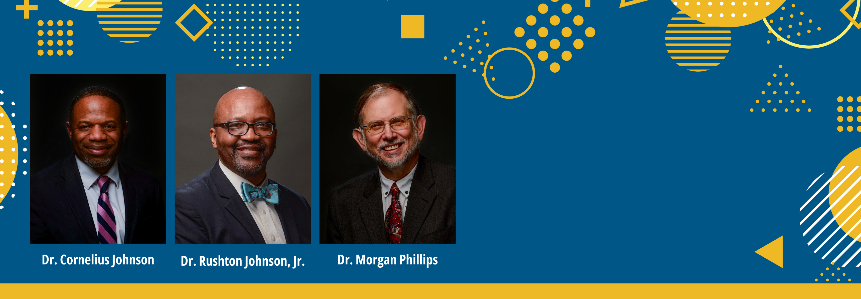 Finalists Certified for College Presidency. Pictured Left to Right: Dr. Cornelius Johnson, Dr. Rushton Johnson, Jr., and Dr. Morgan Phillips