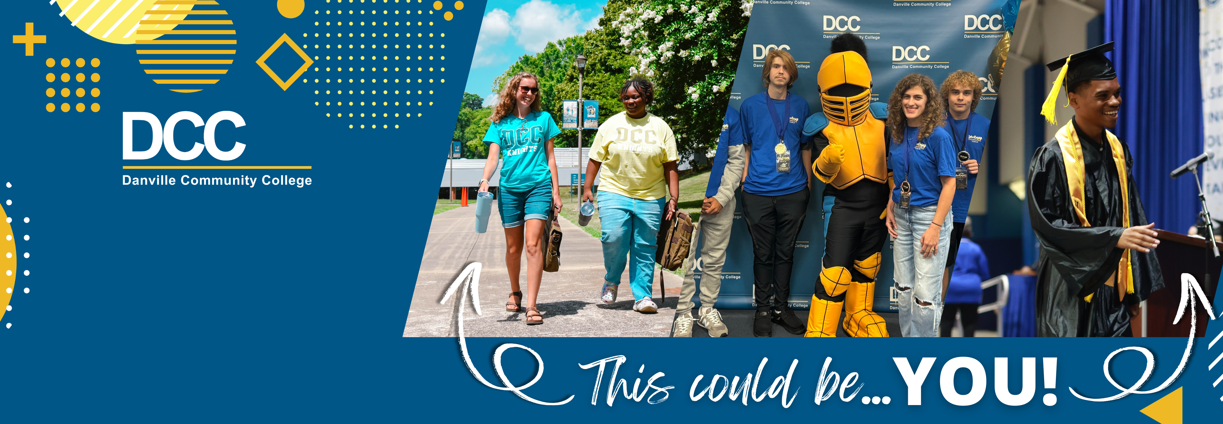 DCC logo to the left. This could be...YOU! Arrow pointing to students.