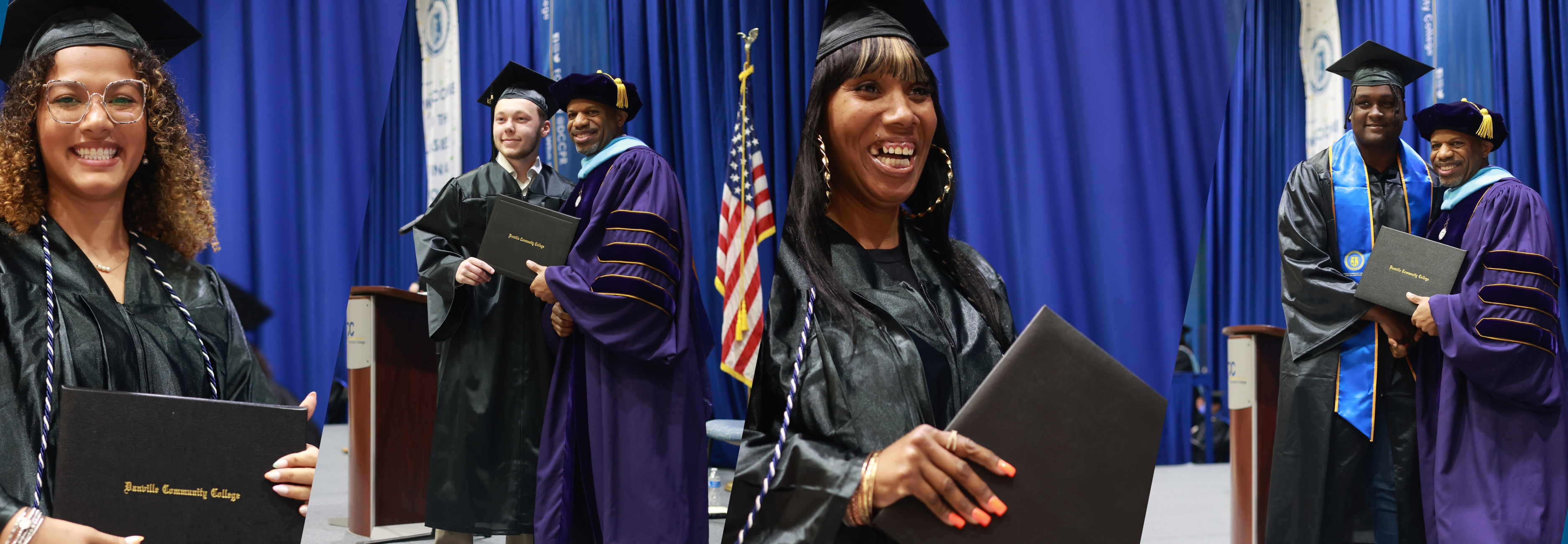 Four images of students graduating. 