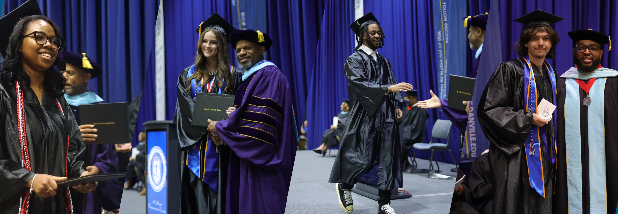 Four images of students graduating. 