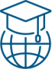 Icon of a globe with a graduation cap on top